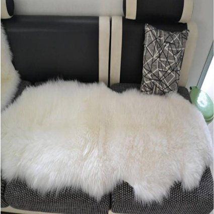 Sheepskin Rug Double Pelt Natural White Fur 2x6
