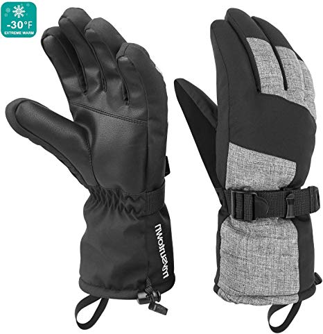 Mysuntown Winter Gloves for Men and Women Waterproof Snow Ski Gloves Cold Weather Outdoor Snowboarding Warm Glove Black