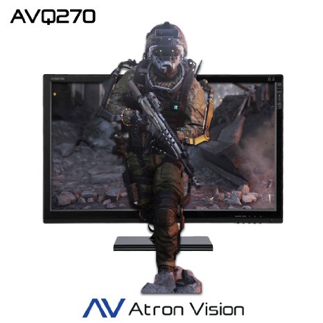 Atron Vision Professional Gaming Monitor AVQ270 With Remote. WQHD (2560X1440) 27-inch Widescreen LED monitor. Virtual 4K, 4ms, Flicker Free, Low Blue Light, Built Premium Speaker, HDMI, DVI.