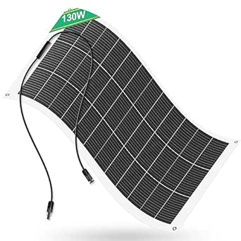 ECO-WORTHY 130W 12V Solarpanel Flexibel Monokristallines Solarpanel, Solarmodul mit Ladekabel für Wohnmobil Auto Boot 12V Batterien