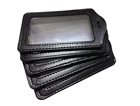 WZYuan 5pcs black business ID credit card faux leather badge holder pass card pouch case