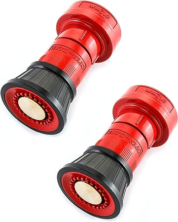 QWORK Fire Hose Nozzle, 2" Heavy Duty NPSH/NPT Thermoplastic Constant Flow Fog Nozzle, Fire Equipment, 2 Pack