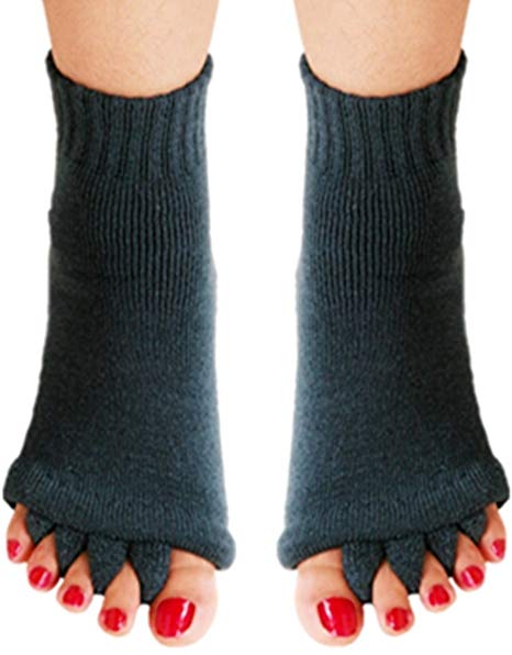 Yoga Sports Gym Five Toe Separator Socks Foot Alignment Pain Massage Socks