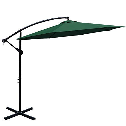 ABCCANOPY Offset Hanging Umbrella 10 FT Cantilever Umbrella Patio Umbrella Outdoor Market Umbrella with Crank & Cross Base for Garden, Deck, Backyard, Pool and Beach, 12  Colors,(Forest Green)