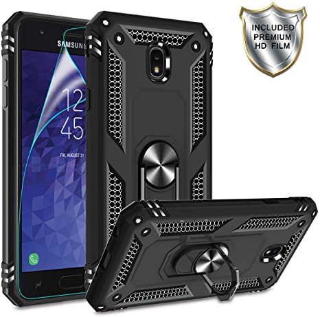 Galaxy J7 2018 Phone Case,Samsung J7 Aero/J7 Top/J7 Crown/J7 Aura/J7 Refine/J7 Star/J7 Eon Case,Gritup 360 Degree Rotating Metal Ring Holder Kickstand Phone Case for Galaxy J7 2018 Black