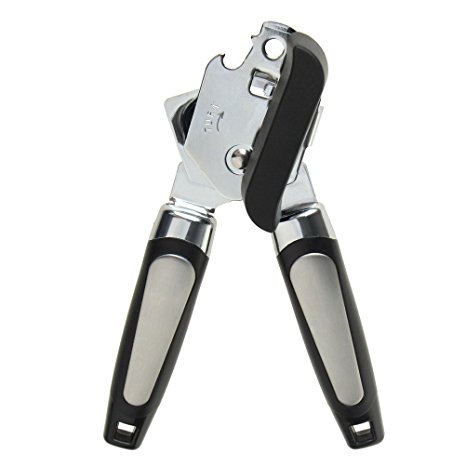 Can Opener,Pengxiaomei Stainless Steel Manual Can Opener with Sharp Cutting Wheel, Smooth Edge, Easy Turn Design