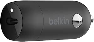 Belkin USB-C Fast Car Charger 20W, Car USB Charger, Fast Phone Charger, Car Charger Adapter for iPhone 15, 14, 13, 12, Samsung Galaxy S24, S23, Google Pixel, Sony, iPad, tablets, and more - Black