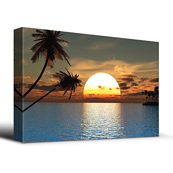 wall26 Tropical Sunset blue water endless summer - Canvas Art Home Decor - 16x24 inches