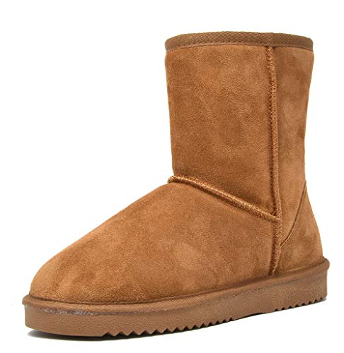DREAM PAIRS Women's Suede Leather Sheepskin Fur Lining Winter Boots