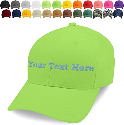 Custom Embroidered Baseball Cap for Men, Women - Your Text or Initials - 24 Cap Colors, 18 Thread Colors - Personalized Gifts