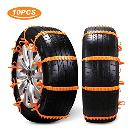 AUTOLOVER Anti Snow Chains of Car, 10pcs Universal Winter Car Tyre Anti-Skid Snow Chains for car SUV Truck,Car Security Chains