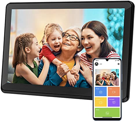 Atatat Digital Picture Frame WiFi 10 inch with 1920x1080 IPS Touch Screen, Share Photos & Videos Instantly via APP Email, Auto-Rotate, Wall-Mountable, Portrait and Landscape