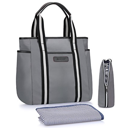 S-ZONE Waterproof Large Work Tote Shoulder Bag Satchel Diaper Bag - Fashionable Ladies Handbag (Gray)