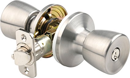 Brinks 2710-130 Mobile Home Keyed Entry Tulip Style Door Knob, Stainless Steel