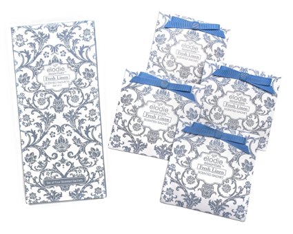 Fresh Linen Scented Sachets - Set of 4 Large Gift Boxed Sachets for Drawers and Closets - Royal Damask