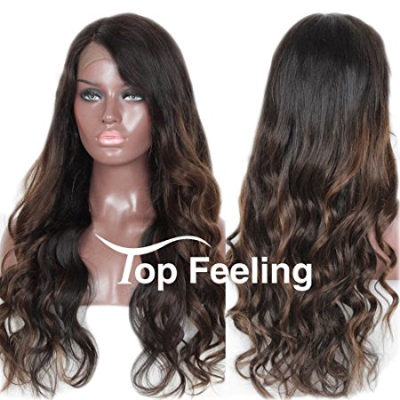 TopFeeling Brazilian Virgin Hair Glueless Lace Front Human Hair Wigs For Black Women Ombre Highlight Lace Front Wigs Body Wave