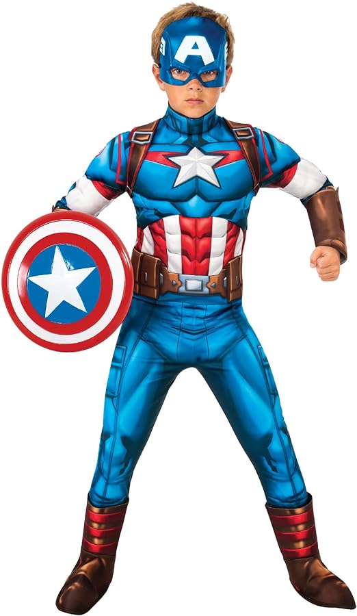 Rubie's Official Marvel Avengers Captain America Deluxe Child Costume, Kids Superhero Fancy Dress