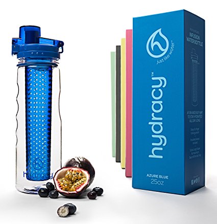 Hydracy Fruit Infuser Water Bottle - 25 Oz Sport Bottle with Full Length Infusion Rod and Insulating Sleeve Combo Set   25 Fruit Infused Water Recipes eBook Bonus - Your Healthy Hydration Made Easy