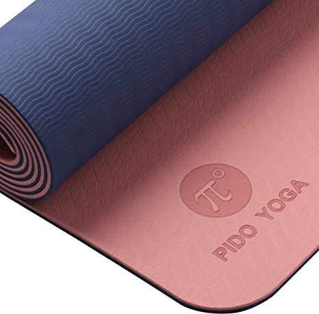 PIDO Non Slip Yoga Mat with Carrying Strap and Bag Eco Friendly TPE Yoga Mats High Density Anti Tear 72"x24" Thichness 1/4"