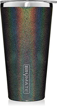 Brümate Imperial Pint 20oz Shatterproof Double Wall Vacuum Insulated Stainless Steel Travel & Camping Mug for Beer, Cocktails, Coffee & Tea with Splash-Proof Lid for Men & Women (Glitter Charcoal)