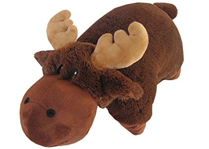 Brown Moose Zoopurr Pets - Super Soft 2-in-1 Stuffed Animal and Pillow Large 19" Ultra Soft with Embroidered Eyes