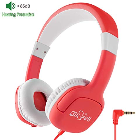 Kids Headphone with 85dB Volume Limited Hearing Protection, Music Sharing Function, Bligli Wired On-Ear Headsets for Children Youngster (Christmas Red)