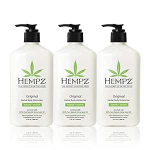 Hempz Original, Natural Hemp Seed Oil Body Moisturizer with Shea Butter and Ginseng, 17 Fl Oz, 3 Pack Bundle - Pure Herbal Skin Lotion for Dryness - Nourishing Vegan Body Cream in Floral and Banana