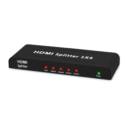 HDMI Splitter, Neoteck 4 Way 1080P HD Hub Smart Splitter Box HDMI Splitter 1 in 4 out, 3D Active Amplifier Switcher for HDTV PC SKY Box PS3 Xbox STB