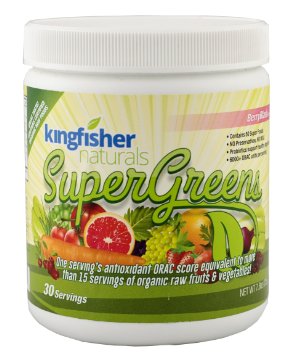 KingFisher Naturals SuperGreens - Loaded with 50 Super Foods, Certified Vegan, 225g Powder, 30 Day Supply