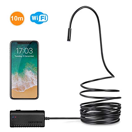 Wireless Endoscope, DEPSTECH WiFi Borescope Inspection Camera 2.0 Megapixels HD Snake Camera for Android and iOS Smartphone, iPhone, Samsung, Tablet