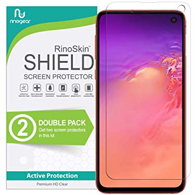 (2-Pack) RinoGear for Samsung Galaxy S10e Screen Protector (Fingerprint ID Compatible) Case Friendly Screen Protector for Samsung Galaxy S10e Accessory Full Coverage Clear Film