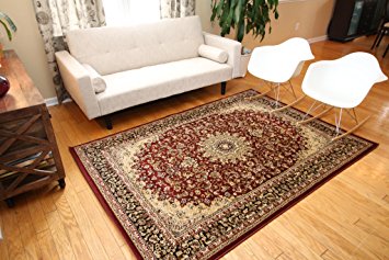 New City Burgundy Traditional Isfahan Wool Persian Area Rugs 5'2 x 7'3