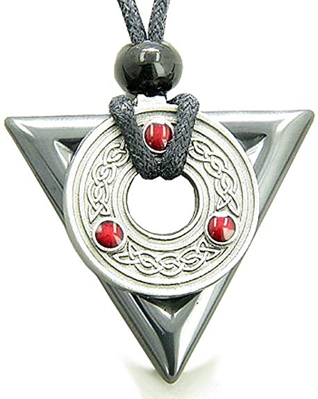 BestAmulets Amulet Triangle Protection Celtic Triquetra Hematite Pendant Necklace