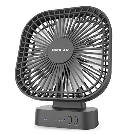 OPOLAR 5200mAh Battery Operated Fan, with Timer, 7 Blades, Super Quiet, 3 Speeds, powered by USB or Rechargeable Battery, 5-40 Hours Working Time, Perfect Small Personal Desk Fan for Office & Outdoor