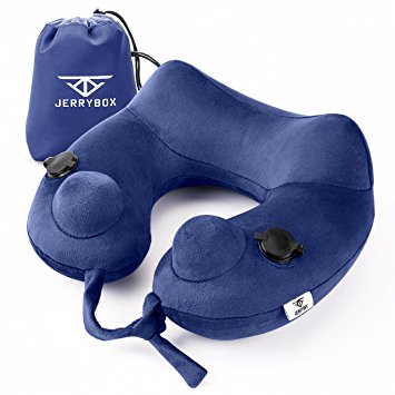 Travel Pillow, flight pillow 10s World Fastest Inflatable Neck Pillow with 2 Airbag for Neck Supporting (U shape, Blue)