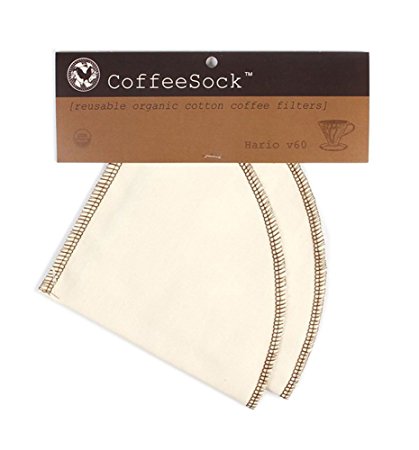 CoffeeSock Hario v60-02 Style - GOTS Certified Organic Cotton Reusable Coffee Filters (V60-02)