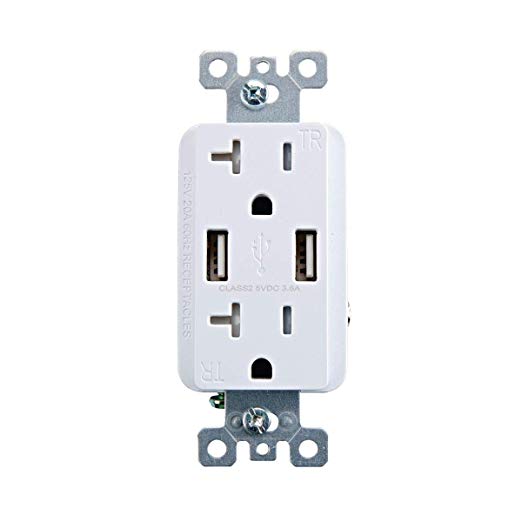 Armstrong 64424 125A 125 Volt 20 Amp Outlet with USB Ports-White
