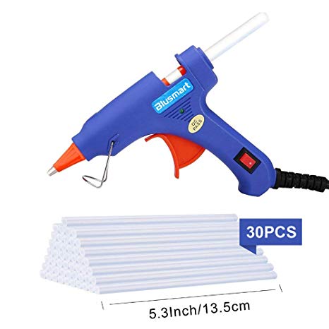 Hot Glue Gun,Blusmart Upgraded Mini Hot Glue Gun with 30 Pcs Melt Glue Sticks, Glue Gun 20 Watts Blue High Temperature Hot Melt Glue Gun for DIY Craft Projects and Home Repair Fast,Life Artistic Creat