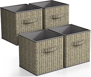 Sorbus Foldable Storage Bins - 11 Inch Sturdy Collapsible Fabric Storage Cubes with Handle - 4 Baskets for Organizing Clothes & Toys - Organization & Storage Baskets for Shelves, Pantry, Closet, Cubby