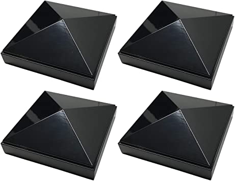 4" x 4" Aluminium Pyramid Post Cap for Metal Posts - Pressure Fit - Black (4 Pack)