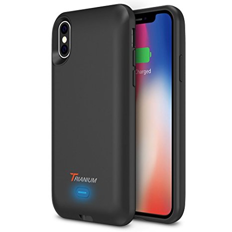 iPhone X Battery Case with Qi Wireless Charging, Trianium 3000mAh [Black] Rechargeable Juice Power Charger Battery Case for iPhone X 10 [Apple Certified Part /Not Support with Wireless Charging Pad]