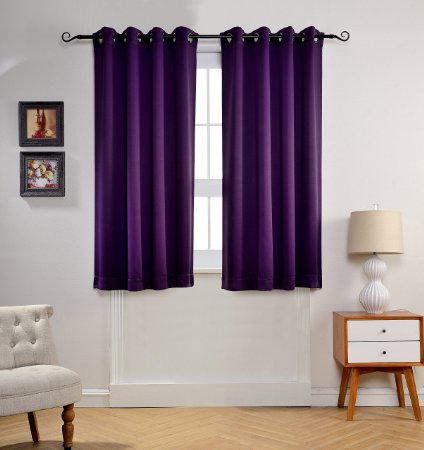 MYSKY HOME Solid Grommet top Thermal Insulated Window Blackout Curtains for Bedroom, 52 by 63 inch, Royal Purple (1 panel)