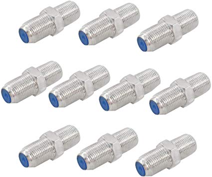 (10 Pcs) MCIGICM Plated F-Type Coaxial RG6 Connector, Cable Extension Adapter (Sliver)