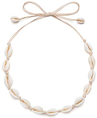 Qceasiy Sea Shell Necklace Choker for Women Summer Hawaiian Style Natural Shell Necklace