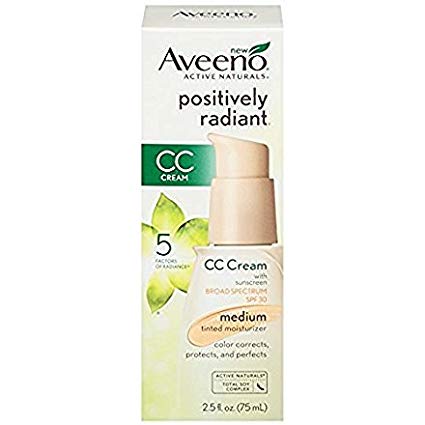 Aveeno Positively Radiant Tinted Moisturizer, SPF 30 Medium, 2.5 Ounce (Pack of 2)