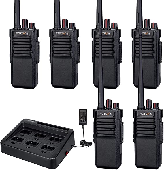 Retevis RT29 Walkie Talkies for Adults Long Range, Heavy Duty Two Way Radios with 3200mAh Rechargeable,Emergency Alarm 2 Way Radios with Charging Station(6 Pack)