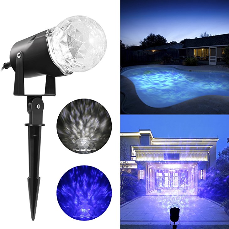 Elepawl Magical Spotlight Rotating Led Projector Light with Flame Lightings, Lightshow Projection Kaleidoscope LED for Indoor Outdoor Halloween Christmas Festival Decorations for Home Garden Landscape