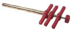 Set of (3) Cork Borers. 3-3/4" Long Brass Tubes with Sharpened Ends and Red-Plastic T-handles.