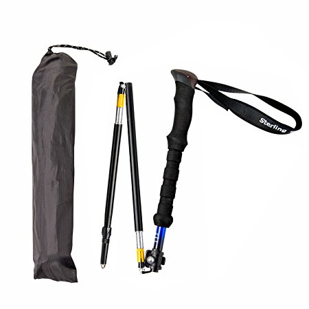 Short Person’s Compact Foldable Trekking Pole by Sterling Endurance, (1 Pole or 1 Pair), Ultralight, Adjustable Height, 1 Year Warranty