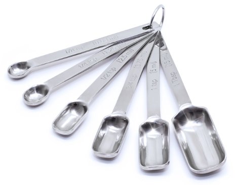 Superior Rustproof Stainless Steel Measuring Spoons By L&N Kitchen | Teaspoons & Tablespoons for Baking & Cooking | Stackable Spoons For Liquid & Dry | Narrow Design, Perfect Fit | U.S & Metric Sizes